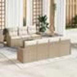 vidaXL Canapé de jardin 8 pièces avec coussins beige en poly rotin