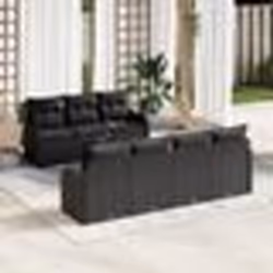 vidaXL Ensemble de salon de jardin de 8 pièces avec des coussins en poly rattan noir