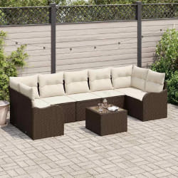 vidaXL Ensemble de canapé de jardin avec coussin 8 pcs Marron et Crème