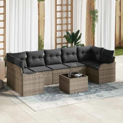 vidaXL Ensemble de canapés de jardin 8 pièces avec des coussins gris en polyrotin