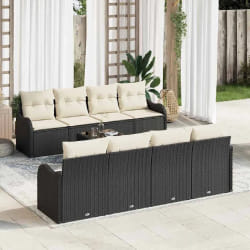 vidaXL Ensemble de canapé de jardin avec coussin 9 pcs Noir et Crème