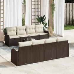 vidaXL Ensemble de canapé de jardin avec coussin 9 pcs Marron et Crème