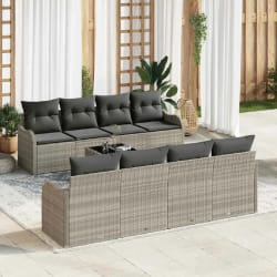 vidaXL Ensemble de canapé de jardin 9 pcs Gris clair et gris foncé