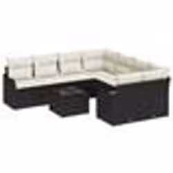 vidaXL Salon de jardin 9 pièces avec coussins en polyrotin noir
