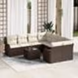 vidaXL Canapé de jardin 9 pièces avec coussins marron en poly rattan