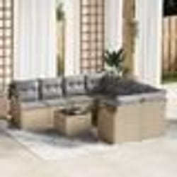 vidaXL Set de salon de jardin 9 pièces avec coussins beige en rotin synthétique
