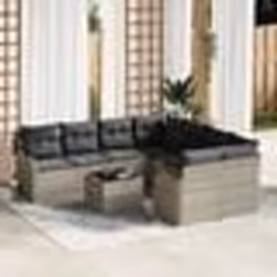 vidaXL Ensemble de canapé de jardin 9 pièces avec coussins gris clair en polyrotin.