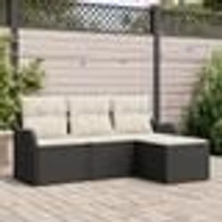 Ensemble de Canapés de Jardin en 4 Pièces avec Coussins en Rotin Noir