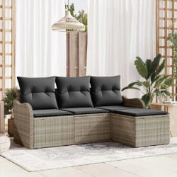 vidaXL Ensemble de canapé de jardin 4 pcs Gris clair Poly rotin