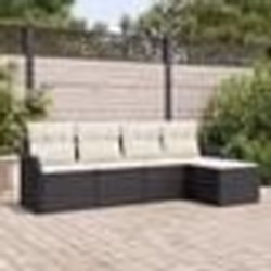 Set de Canapé de Jardin de 5 Pièces avec Coussin en Polyrotin Noir