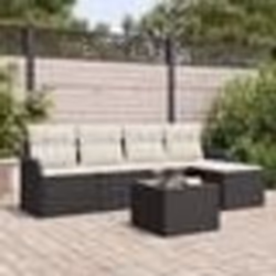 Ensemble de 5 Canapés de Jardin avec Coussins Rotin Synthétique Brun