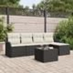 Ensemble de 5 Canapés de Jardin avec Coussins Rotin Synthétique Brun