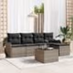 Ensemble de Canapés de Jardin de 5 Pièces avec Coussins en Rattan Poly Noir