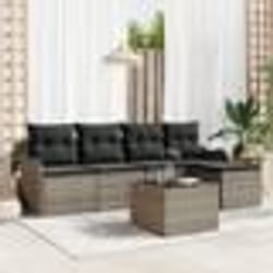 Ensemble de Canapés de Jardin de 5 Pièces avec Coussins en Rattan Poly Noir