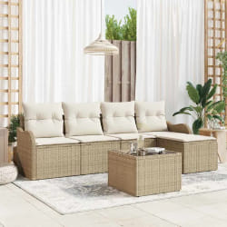 vidaXL Ensemble de canapé de jardin 6 pcs Marron Poly rotin
