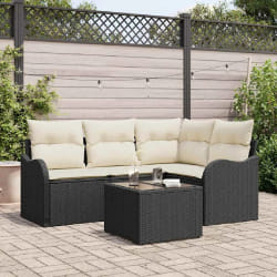 vidaXL Ensemble de canapé de jardin 5 pcs Marron Poly rotin