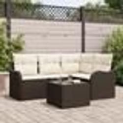 Ensemble de canapé de jardin 4 pièces avec coussins en polyrotin gris