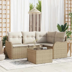 vidaXL Ensemble de canapé de jardin 5 pcs Marron Poly rotin