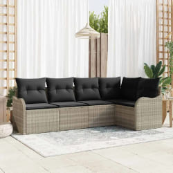 vidaXL Ensemble de canapé de jardin 5 pcs Gris clair Poly rotin