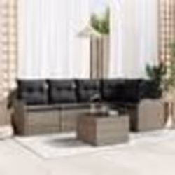 Set de canapé de jardin 5 pièces avec coussins noir poly rotin