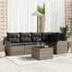 Set de canapé de jardin 5 pièces avec coussins noir poly rotin