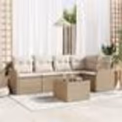Ensemble de sofa de jardin de 6 pièces avec coussins en rotin poly brun
