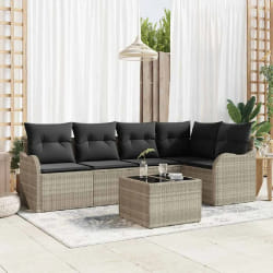 vidaXL Ensemble de canapé de jardin avec coussin 6 pcs Gris Poly rotin