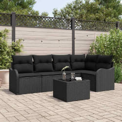 vidaXL Ensemble de canapé de jardin 6 pcs Beige Poly rotin