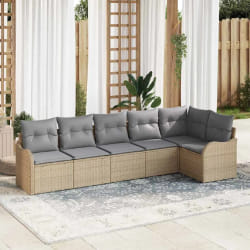 vidaXL Ensemble de canapé de jardin 6 pcs Beige Poly rotin