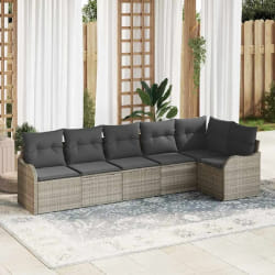 vidaXL Ensemble de canapé de jardin 6 pcs Gris clair Poly rotin
