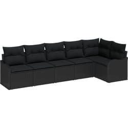 Vidaxl - Ensemble de canapé de jardin 6 pièces avec coussins noir poly rattan