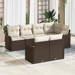 vidaXL Ensemble de canapé de jardin 7 pcs Marron Poly rotin