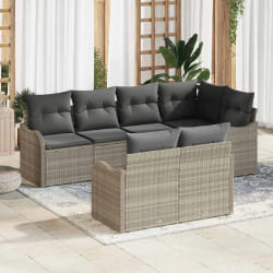 vidaXL Ensemble de canapé de jardin 7 pcs Gris clair Poly rotin