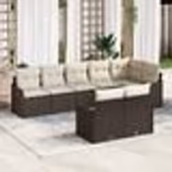 Ensemble de canapé de jardin 8 pièces avec coussins Marron Poly Rotin