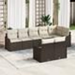 Ensemble de canapé de jardin 8 pièces avec coussins Marron Poly Rotin
