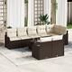 Set de canapé de jardin 8 pièces avec coussins gris en poly rotin