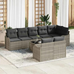 vidaXL Ensemble de canapé de jardin 9 pcs Gris clair Poly rotin
