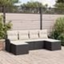 Ensemble de Canapé de Jardin 6 pièces avec Coussins Noir Rattan Poly