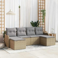 vidaXL Ensemble de canapé de jardin 6 pcs beige et gris clair