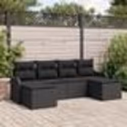 Set de canapé jardin vidaXL 6 pièces avec coussins rotin poly noir