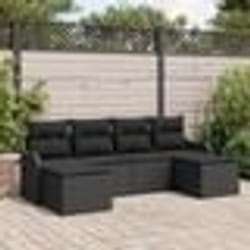 Set de canapé jardin vidaXL 6 pièces avec coussins rotin poly noir