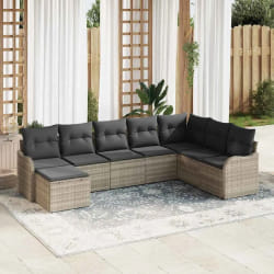 vidaXL Ensemble de canapé de jardin 8 pcs Gris clair Poly rotin