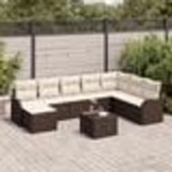 Set de canapé de jardin 8 pièces avec coussins gris poly rattan