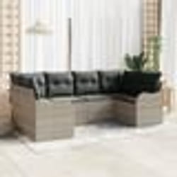 Ensemble de Canapés Jardin 6 Pièces avec Coussins Gris Clair Poly Rattan