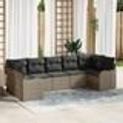 vidaXL Ensemble de Canapés de Jardin 7 Pièces avec Coussins en Rattan Gris