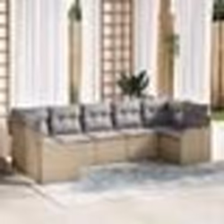 Ensemble de 7 pièces de canapés de jardin avec coussins Beige Rattan Poly