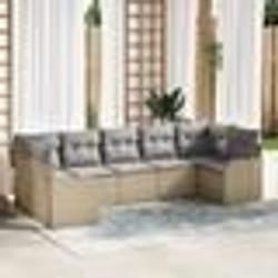 Ensemble de 7 pièces de canapés de jardin avec coussins Beige Rattan Poly
