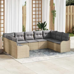 vidaXL Ensemble de canapé de jardin 9 pcs beige et gris clair