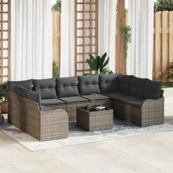 vidaXL Ensemble de canapé de jardin 10 pcs Gris Poly rotin