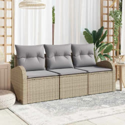 vidaXL Ensemble de canapé de jardin 3 pcs beige et gris clair